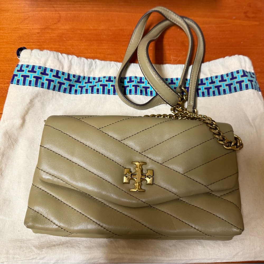 Tory Burch Tan Chevron Quilted Crossbody Bag